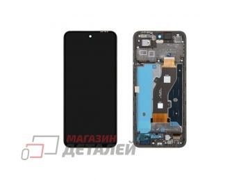 Дисплей (экран) в сборе с тачскрином для Tecno Spark Go 1 (KL4) черный с рамкой (Premium LCD)