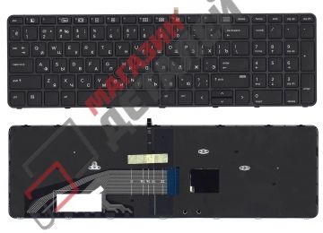 Клавиатура для ноутбука HP Zbook 15 G3 17 G3 черная с черной рамкой, подсветкой и трекпойнтом