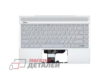 Клавиатура (топ-панель) для ноутбука HP Pavilion 13-AN серебристая с серебристым топкейсом