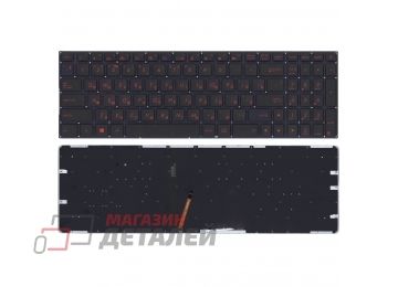 Клавиатура для ноутбука Asus FX502, FX502V, FX502VM черная с красной подсветкой