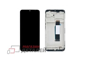 Дисплей (экран) в сборе с тачскрином для Xiaomi Poco M3, Redmi 9T, Redmi 9 Power черный с рамкой