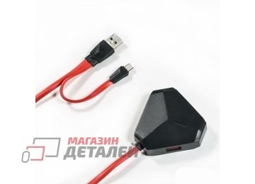 USB Хаб REMAX Multiport HUB RU-U3 на 3 порта + Micro USB черный, красный