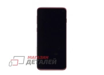 Дисплей (экран) в сборе с тачскрином для Samsung Galaxy S10 SM-G973FD красный с рамкой (Premium LCD)