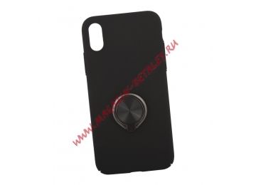 Защитная крышка Baseus Ring Case для iPhone X с кольцом на палец WIAPIPHX-ZH01 пластик (черная)