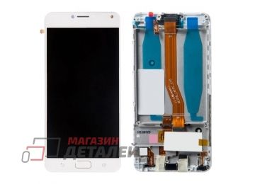 Дисплей (экран) в сборе с тачскрином для Asus ZenFone 4 Max белый с рамкой