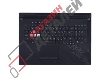 Клавиатура (топ-панель) для ноутбука Asus ROG Strix G17 G712 черная с черным топкейсом с RGB подсветкой