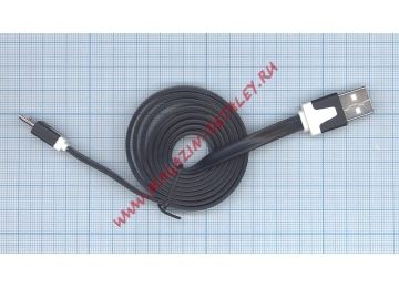 Плоский кабель Color USB <-> Micro-USB 1.0m USB-2.0 Black (Черный)