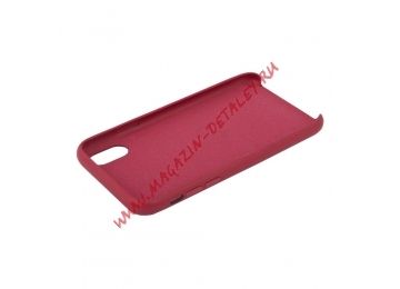 Защитная крышка для iPhone Xr Leather Сase кожаная (бордовая, коробка)