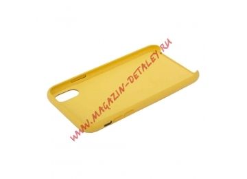 Защитная крышка для iPhone Xr Leather Сase кожаная (желтая, коробка)
