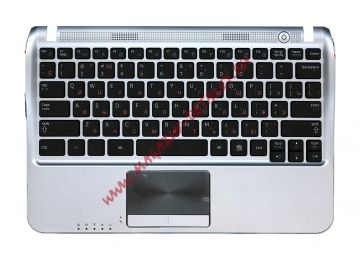 Клавиатура (топ-панель) для ноутбука Samsung NF310 NP-NF310 черная с серебристым топкейсом