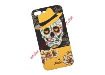 Защитная крышка для iPhone 8 Plus/7 Plus "KUtiS" Skull BK-7 Los Muertos Hombre (черная с оранжевым)