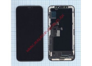 Дисплей (экран) в сборе с тачскрином для iPhone X черный с рамкой (OLED)