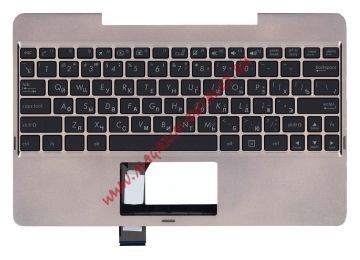 Клавиатура для ноутбука Asus Transformer Book T100TA черная с бронзовым топкейсом
