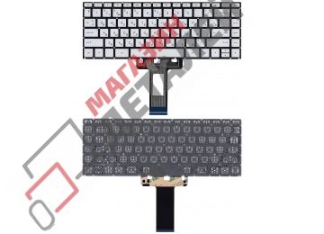 Клавиатура для ноутбука HP 14-bp000 серебристая с подсветкой