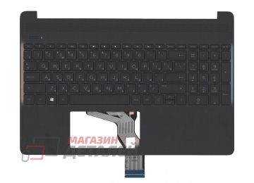 Клавиатура (топ-панель) для ноутбука HP 15S-EQ 15S-FQ черная с черным топкейсом