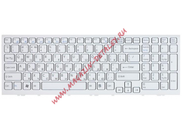 Клавиатура для ноутбука Sony Vaio VPC-EH VPCEH белая с белой рамкой
