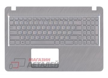 Клавиатура (топ-панель) для ноутбука Asus X540UV серебристая с серебристым топкейсом