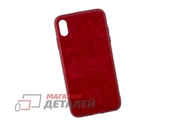 Чехол PRODA Glass для iPhone Xs Max стекло с рамкой+TPU красный