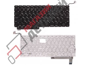 Клавиатура для ноутбука Apple A1286 с SD черная под подсветку, плоский ENTER