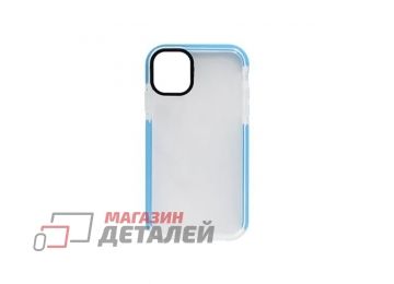 Чехол силиконовый с цветной рамкой для iPhone 11 Pro Max голубой