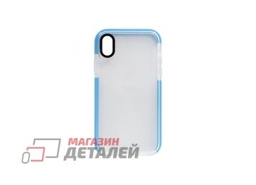 Чехол силиконовый с цветной рамкой для iPhone XS Max голубой