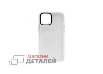 Чехол силиконовый с цветной рамкой для iPhone12 (6.1) белый