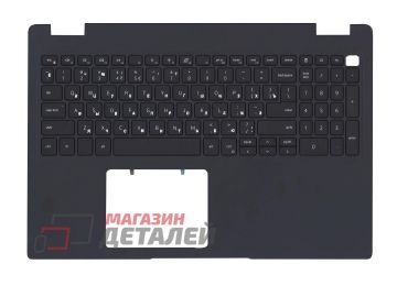 Клавиатура (топ-панель) для ноутбука Dell Latitude 3510 черная с черным топкейсом под подсветку