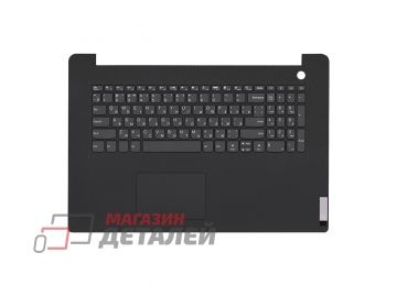 Клавиатура (топ-панель) для ноутбука Lenovo V17 G2-ITL черная с черным топкейсом