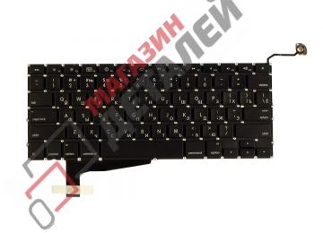 Клавиатура для ноутбука Apple A1286 без SD черная с подсветкой, плоский ENTER