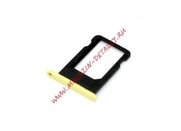 Держатель (лоток) SIM карты для Apple IPhone 5С желтый