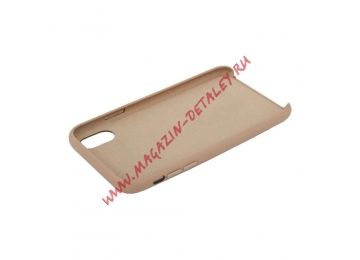 Защитная крышка для iPhone Xr Leather Сase кожаная (золотая, коробка)