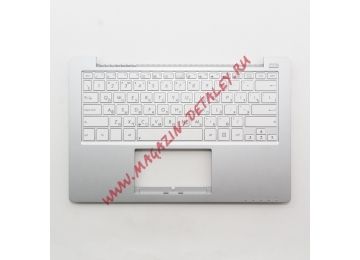 Клавиатура (топ-панель) для ноутбука Asus X201, X201E, X202, белая с серебристым топкейсом
