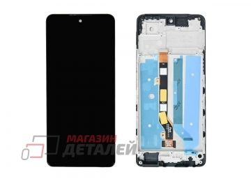 Дисплей (экран) в сборе с тачскрином для Tecno Pova 6 Neo (LI6) черный с рамкой (Premium LCD)