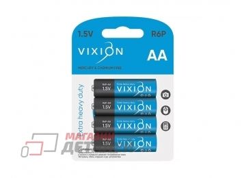 Батарейка Vixion солевая R6P - AA комплект 4шт, в блистере
