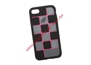 Силиконовый чехол Клетка для Apple iPhone 7 черный, розовый