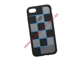 Силиконовый чехол Клетка для Apple iPhone 7 черный, синий