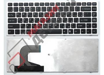 Клавиатура для ноутбука Sony Vaio VPC-S VPCS черная с серебристой рамкой