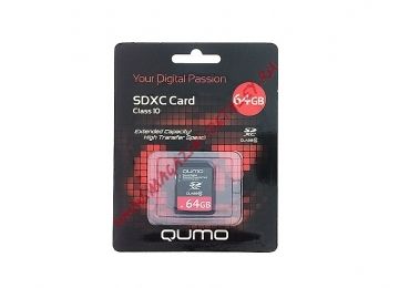 Карта памяти SDXC 64GB Qumo Class 10 + адаптер SD
