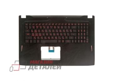 Клавиатура (топ-панель) для ноутбука Asus GL702ZC черная с черным топкейсом, с подсветкой (с разбора)