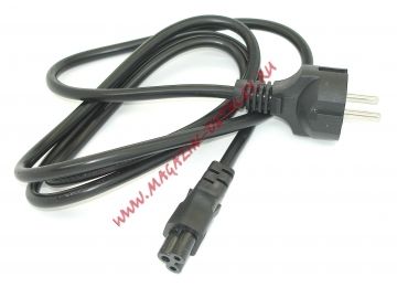 Сетевой кабель питания для ноутбука трехлепестковый, длина 1 метр (сечение 3x0,75mm) черный