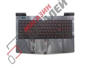 Клавиатура (топ-панель) для ноутбука Lenovo Legion Y520-15IKBN черная c черным топкейсом и подсветкой