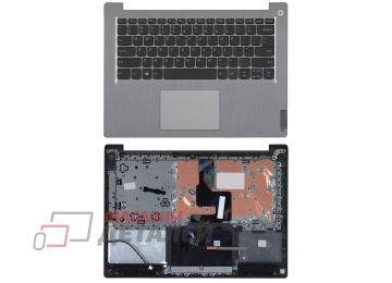 Клавиатура (топ-панель) для ноутбука Lenovo IdeaPad 3-14ITL05 серая с серебристым топкейсом