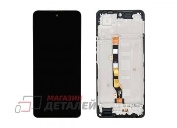 Дисплей (экран) в сборе с тачскрином для Tecno Spark 20 Pro (KJ6) черный с рамкой (Premium LCD)