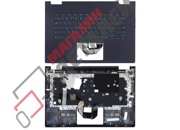 Клавиатура (топ-панель) для ноутбука Lenovo Yoga Chromebook C630 черная с синим топкейсом