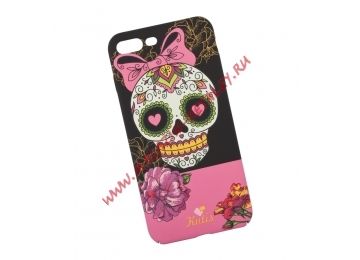 Защитная крышка для iPhone 8 Plus/7 Plus "KUtiS" Skull BK-8 Los Muertos Chica (черная с розовым)