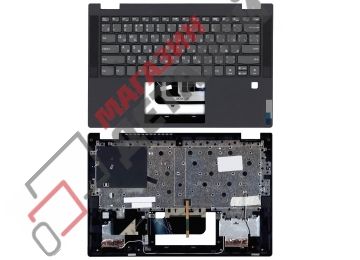 Клавиатура (топ-панель) для ноутбука Lenovo IdeaPad Flex 5-14 черная с черным топкейсом, с подсветкой