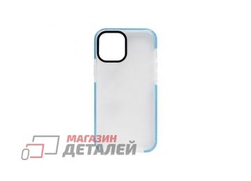 Чехол силиконовый с цветной рамкой для iPhone12 Pro голубой