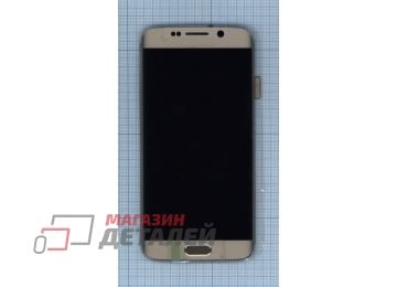 Дисплей (экран) в сборе с тачскрином для Samsung Galaxy S6 Edge SM-G925F золотистый с рамкой (Premium LCD)