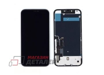 Дисплей (экран) в сборе с тачскрином для Apple iPhone 11 черный с металической рамкой (Premium LCD)