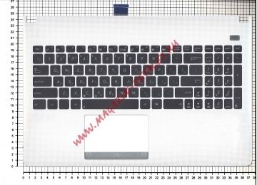 Клавиатура (топ-панель) для ноутбука ASUS X501A X501U черная с белым топкейсом